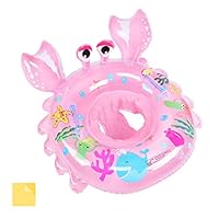 Schwimmring Baby mit Sicherheitssitz – Aufblasbarer Schwimmring für Kleinkinder, PVC Schwimmtrainer mit Griff, Kick-Lernhilfe, inkl. Reparaturflicken, für Alter 6–36 Monate, Rosa
