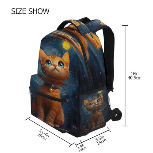 Cat Moon Kitten Galaxy Backpack for School Boys Girls Adults Kids Bookbag Laptop Bag 15L4