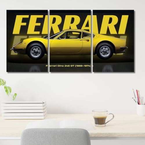 Image of Good Hope ferrari car Poster 3 Piece Car Split Poster A3 Set for Room, Garage, Biker Cafe, Wall Art Home, Office, Living Room, Bedroom, Hostel boys Girls Gift Wallpaper Sticker Wall Decorations