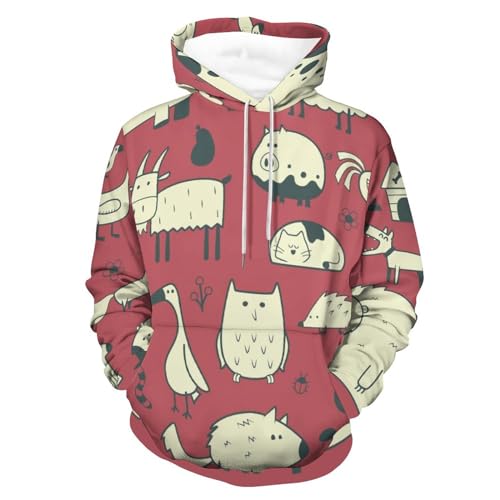 Sweats à capuche manche longue pull homme femme motif vache mouton oie taille S