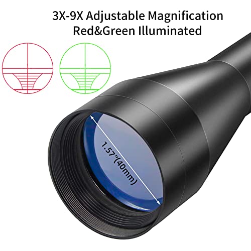 Beileshi 3-9X40 Eg Optical Rifle Scopes With Red Green Illuminated Rangefinder Reticle 20Mm Mounts #TOP4