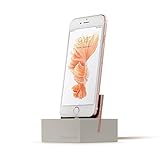 Native Union DOCK+ for iPhone or iPad - Weighted Charging Dock with Reinforced Lightning Cable - Compatible with Most Apple Lightning Devices (Stone)
