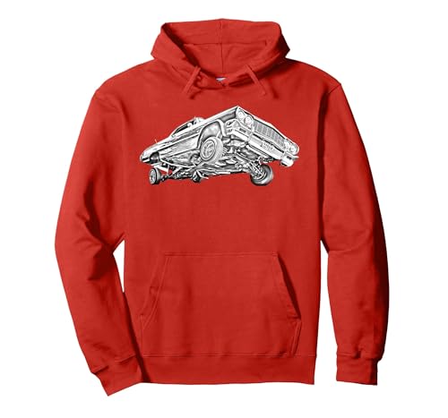 Lowrider 64 Impala 3 Wheel Pullover Hoodie Pullover Hoodie, Adult Unisex, Red, X-Large