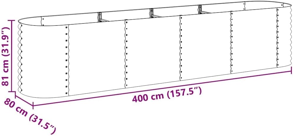 vidaXL Raised Garden Bed, Raised Flower Bed, Raised Garden Box, Planter Box for Outdoor Patio Backyard Vegetables Herbs, Galvanized Steel