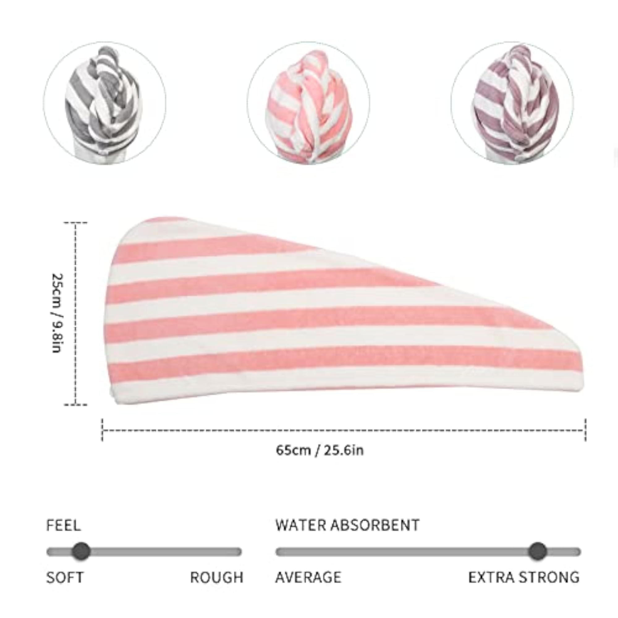 3 Pack Microfibre Hair Drying Towel Wrap