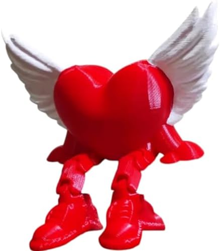 Articulated Heart Collectible Figurine - Striking Red Winged Design for Unique Desk Decor or Romantic Gift Display - 3D Printed in Canada image 4
