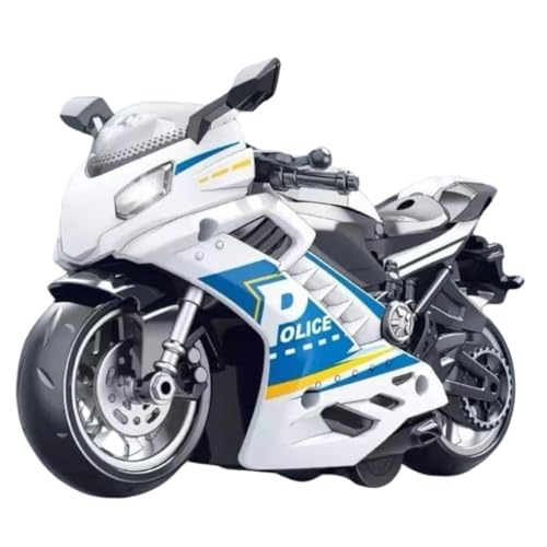 Image of FEXXA Police Motorcycle Toy - Pull Back Motorcycle Toys, Tiny Gift with Music Lighting, Latte Motorcycles Toy for Kids Boys Age 3-8 Year Old [Multicolor] (Sport Bike-White)