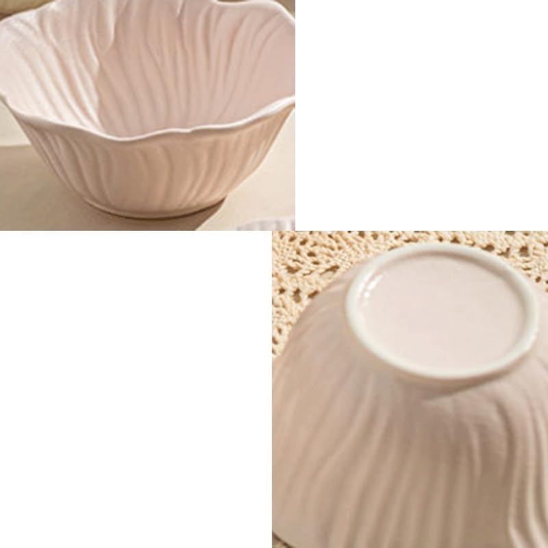 Cream Ceramic Tableware Bowls for Rice Meals Salad Noodles
