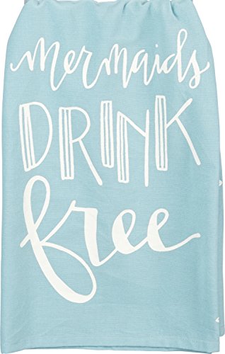 PBK Mermaids Drink Free Blue Kitchen Dish Towel Cotton