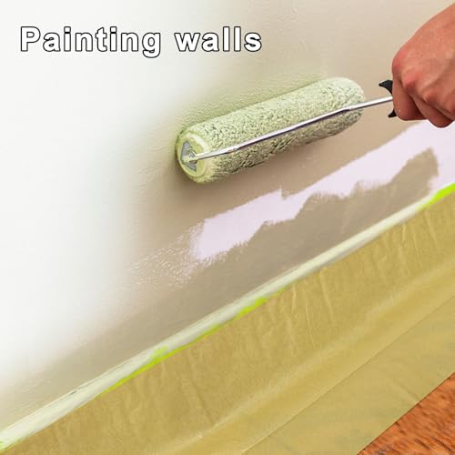 Image of BOMEI PACK 3 Rolls Pre-Taped Masking Paper for Painting - 18 inch x 50 feet Painters Paper, Tape and Drape Waterproof for Painting Protection Covering