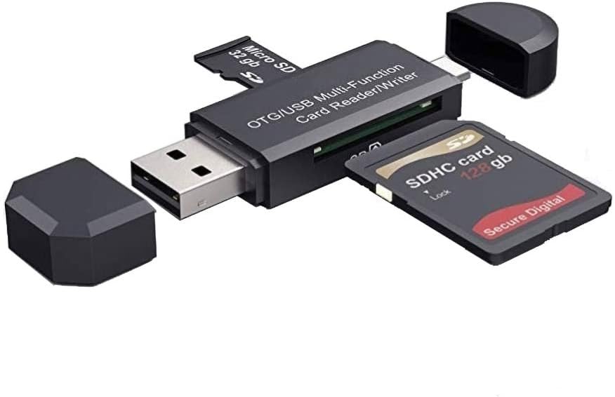 OTG/USB 2.0 Card Reader Adapter for SD/Micro SD Memory Cards - Dual Connector for Smartphones/Tablets With OTG Function - Compatible With SDXC, SDHC, MMC, RS-MMC