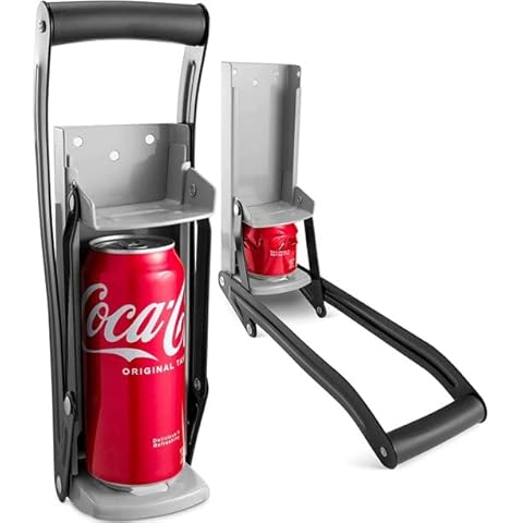 Can Crushers for Recycling - 16 oz Heavy Duty Aluminum Can Crusher Wall Mounted - Soda and Beer Can Smasher for Recycling with Bottle Opener - For 12 and 16 oz Cans - Easy to Install - RamPro Cover