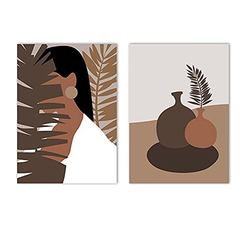 Toile plante vintage 50x70cm lot de 2 affiches murales nordiques abstraites sans cadre