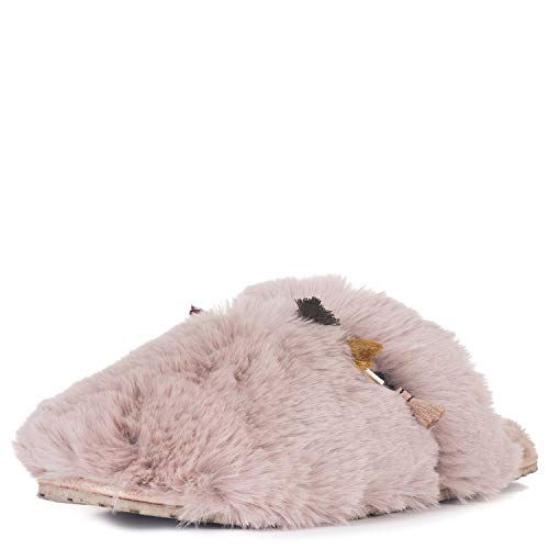 Bedroom Athletics Isla Chaussons mules en fausse fourrure pour femme - Rose - Aquarelle.,