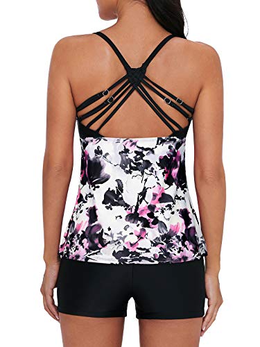 Century Star Tankini Swimsuits for Women Retro Bathing Suits Two Pieces Modest Swimming Wear Sports Tank Tops with Boyshorts3