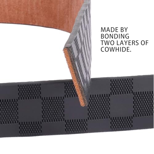 Men's 3.8cm Checkered Belt - Double Bonded Split Leather, Laser Alloy Buckle, No-Stitch Commuter & Daily Wear4