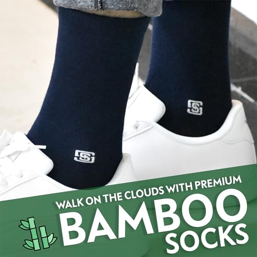 Image of The Sock Street Bamboo Crew Socks for Men Combo | Full Calf Length Premium Bamboo | Odour-Free, Breathable & Durable | Cushioned Base & Anti-bacterial | 3X Softer than Cotton Socks | Pack of 3
