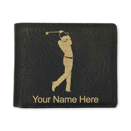 LaserGram Faux Leather Bi-Fold Wallet, Golfer Golfing,