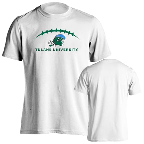 Tulane Green Wave Football Laces Short Sleeve T-Shirt White Large