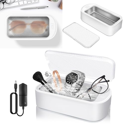 Ultrasonic Jewelry Cleaner, 48Khz 650ML Professional Ultrasonic Cleaner with 2 Time Modes, Portable Sonic Jewelry Cleaner Machine Clean Pod for All Jewelry, Eyeglasses, Ring, Retainer, Denture