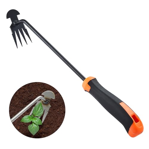 Weed Puller Tool, Rubber Handle Garden Manual Weeder Tool, Portable Manganese Steel Weeding Tools, For Hand Weeder Puller for Vegetable Gardening Backyard Farm Planting & Uprooting Weeding Tool