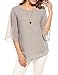 ACEVOG Womens Casual Scoop Neck Loose Top 3/4 Sleeve Chiffon Blouse Shirt Tops (L, Grey)