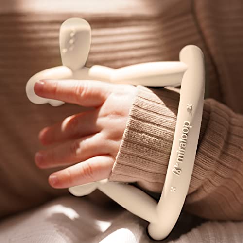 Miraloop Teething Toy For Baby 0-6, 12, 18 Months Infant, Jellydog Never Drop Food Grade Silicone Rocking Teether, Prevent Choking & Odorless, Less Dust And Hair Adhesion, Baby Gift, Milk White #TOP2