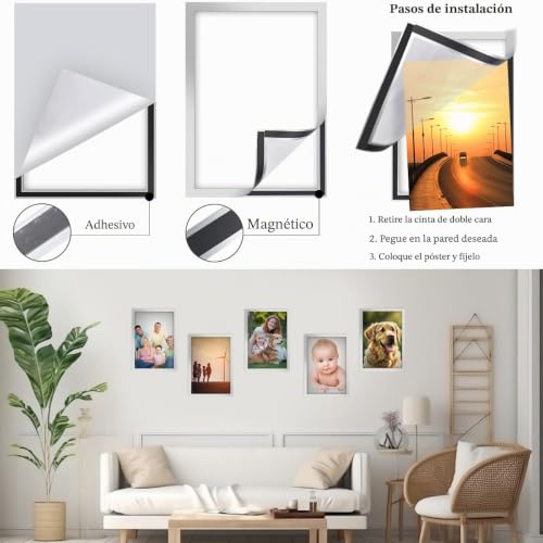 Miniatura 4 de Cenben 20 Pcs A4 Marco Magnético Autoadhesivo, Información Marco Plateado, Pantalla Impermeable, Fundas Para Letreros,Fotos, Documento,Paredes Y Ventanas,Cierre Magnético,Funda Magnética