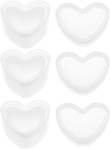 HARFINGTON Caja de joyería Molde de resina en forma de corazón de silicona para almacenamiento de contenedores de epoxi con tapa para manualidades