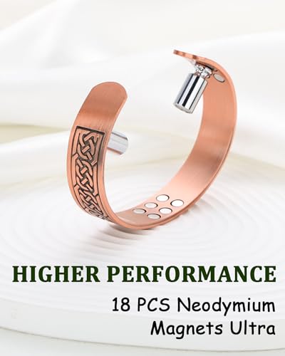 Image of MagEnergy Copper Bracelet for Men, 18X Strength Magnetic Bracelet with 3800 Gauss Magnets, 99.99% Pure Solid Copper, Men's Jewelry Gift (Copper-Celtic Knot)