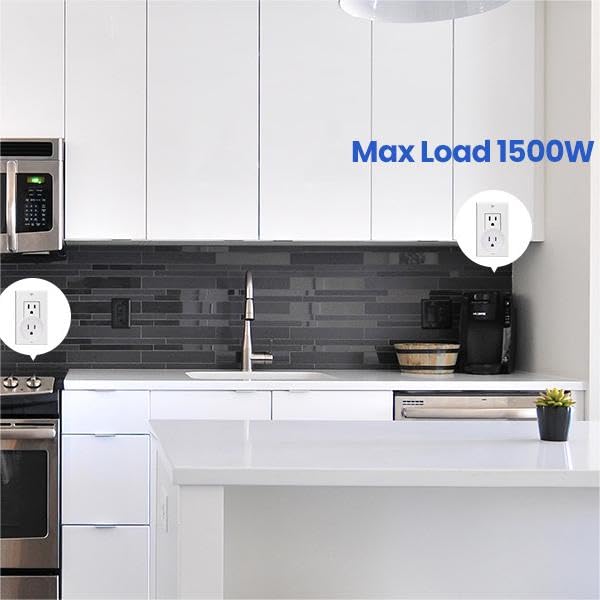 Miniatura 5 de Enchufe de salida de control remoto, funciona con interruptor inalámbrico, sin WiFi, no necesita cableado, 15A1500W, programable, para