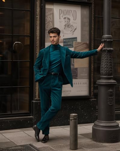 Corduroy Mens Suit 2 Piece Peak Lapel Suits for Men Formal 2 Button Winter Mens Suits 7