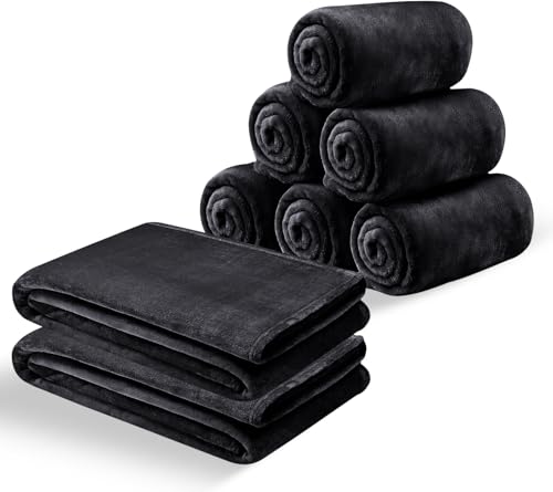 MOONLIGHT20015 8 Pack Bulk King Fleece Blankets 108x90 Black