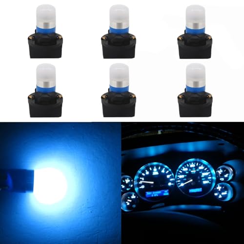 Image of WLJH Ice Blue PC194 T10 194 LED Bulb with Sockets for Instrument Cluster | 3030 SMD, Dimmable, Direct Fit, PC195 PC168, Dash Gauge Light, Dashboard Light, Nighttime Readability, 6-Pack