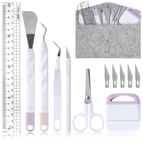 OSDUE Herramientas de Vinilo,13 Piezas Accesorios para Plóter Juego de Herramientas Básicas Plotter Accesorios para Manualidades Herramientas de plóter para Deshierba, Silueta, HTV, Cameos, Letras
