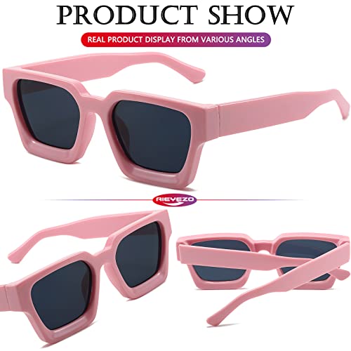 Image of AIEYEZO Square Sunglasses for Women Men Square Thick Frame Sun Glasses Simple Designer Style Shades