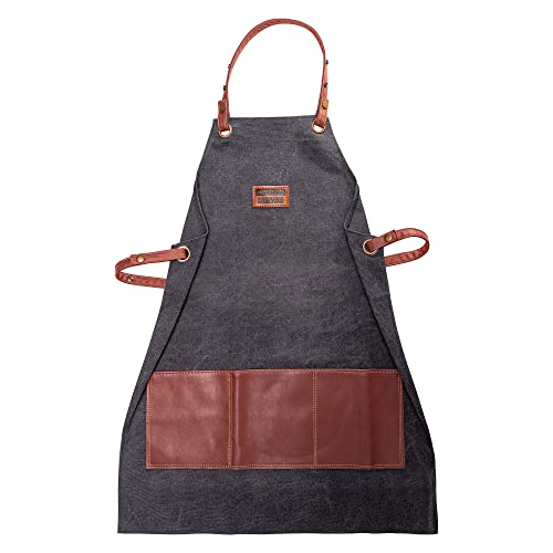 Tramontina Grillschürze CHURRASCO Black, verstellbare Kochschürze, Denim, Schürze für Damen und Herren, große Tasche, verstellbare Träger Cover