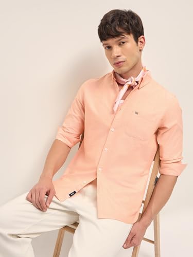 Image of THE BEAR HOUSE Men Cotton Solid Slim Fit Casual Shirt