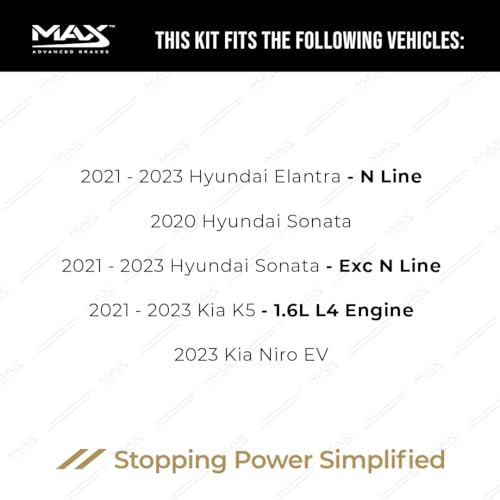 Image of MAX Advanced Brakes - Front Brake Kit For 2020-2023 Hyundai Sonata (Excluding N Line), 2021-2023 Kia K5 (1.6 L4 Engine)| Carbon Ceramic Brake and Rotor Kit| Geomet Coated Cross-Drilled Brake Rotors