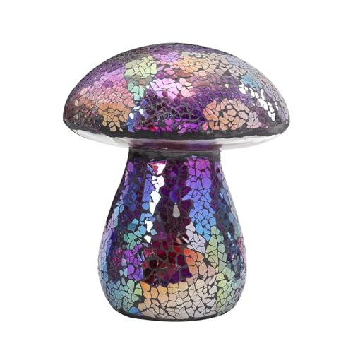 Bshine Mushroom Garden Statue Decoration, Colorful Mosaic Mushroom Sculptures Home Decor, Outdoor Waterproof Handmade Glass for Yard, Path, Lawn Ornaments and Indoor Decor, Gift for Mom (Purple)