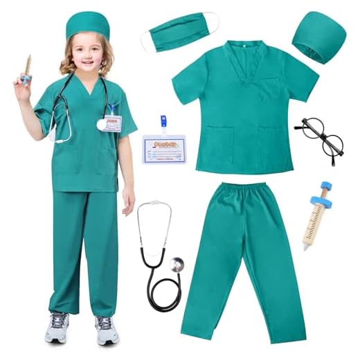 TonStyle Disfraz de Medico Niño, 8 Piezas Doctora Juguetes Doctora Juguete con Estetoscopio Realista Accesorios, Dentista Doctora Disfraz Kit Adecuado Juego de Roles Juguetes Niñas y Niños 3 Años (M)