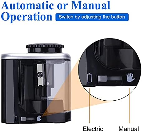 Electric Pencil Sharpeners Battery Mains Power ARPDJK Heavy Duty Manual Or Automatic Operated Electronic Pencil Sharpener Dia 6-8mm, for Home Classroom Office Supplies, Kids Teacher Artist
