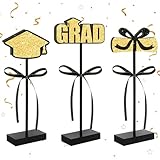 BAOOOFUL Black Gold Glitter Centerpieces for 2026 Graduation Decorations,Wooden Signs Grad Table Topper,Graduation Table Decorations for Class Of 2026 Party Decor and Party Favor(3 Pcs)