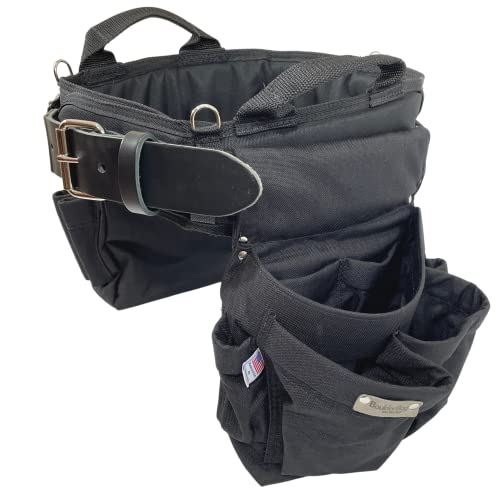 Boulder Bag Professional Electrician's Max Combo With Comfort Back Support Tool Belt, Leather Belt Buckle, Heavy Duty Work Belt, Black, (Large 33-36 Inch Waist), Made In Usa #TOP2