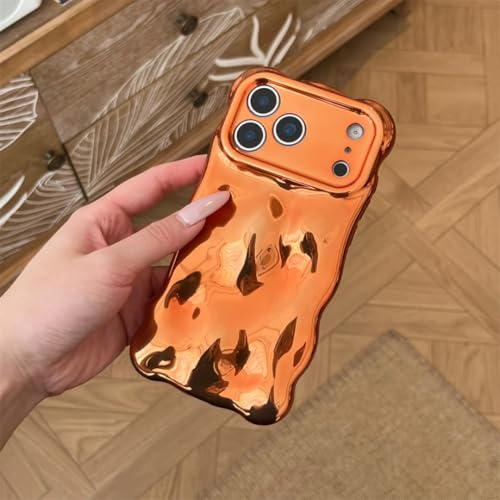 Coque de Luxe ondulée pour iPhone 16 Orange avec protection de l'appareil photo