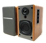 SINGING WOOD BT25 Active Powered Bluetooth Bookshelf Speakers with Built-in Amplifier -Studio Monitor Speaker -2 AUX Input - Full Function Remote Control -Wooden Enclosure - 50 Watts RMS (Beech Wood)