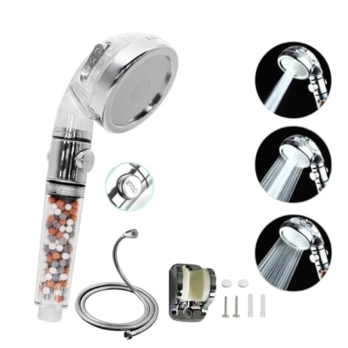 VOYXLIBRE alcachofa ducha con manguera 1.5M + soporte ducha pared | filtro ducha | efecto Spa - 3 Modos de chorros Ajustables - ducha baño | alcachofa de ducha con filtro