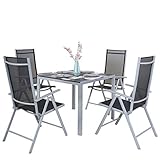 Aluminium Table with Polywood Surface Silver and Black - 6