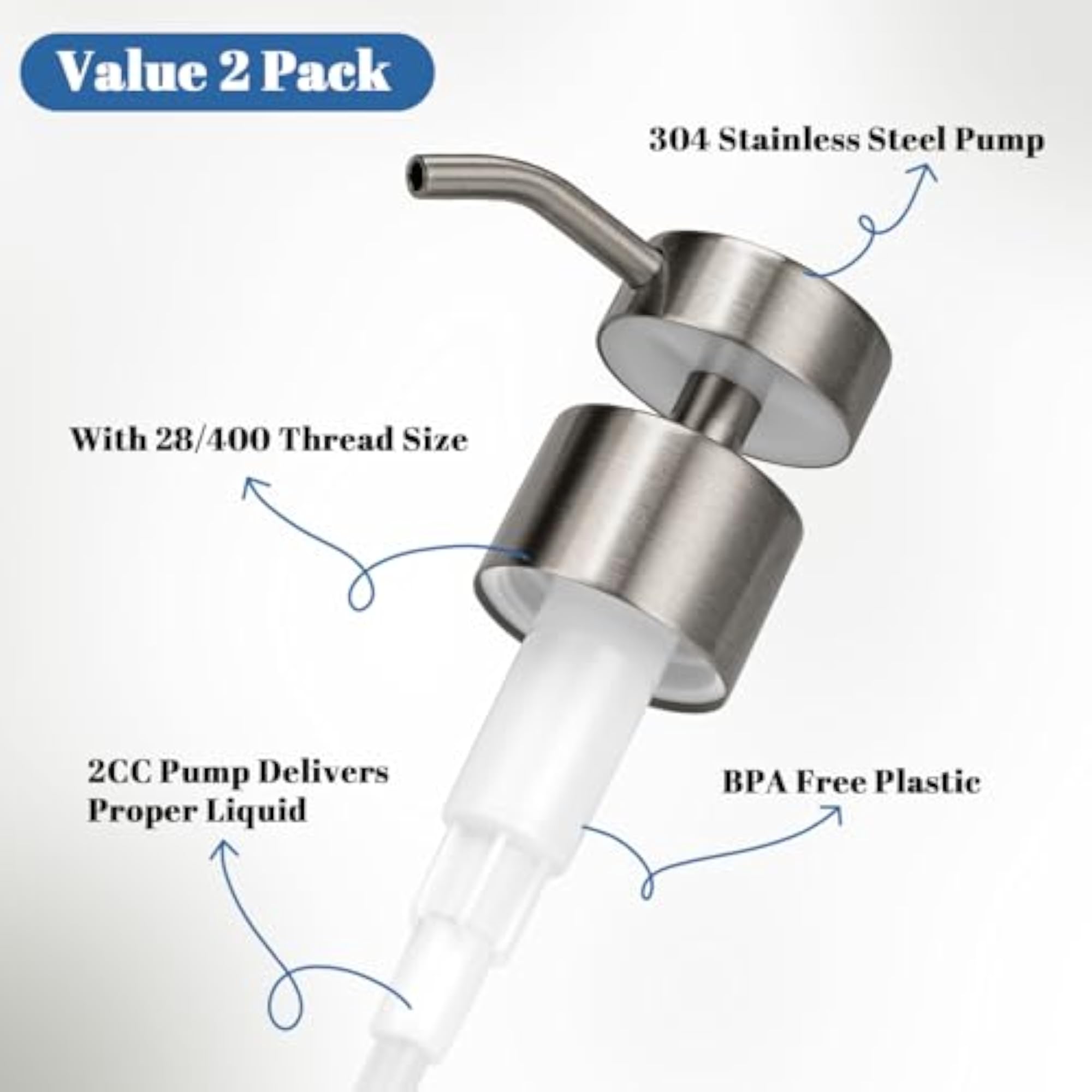 304 Stainless Steel Soap Dispenser Pump Replacement