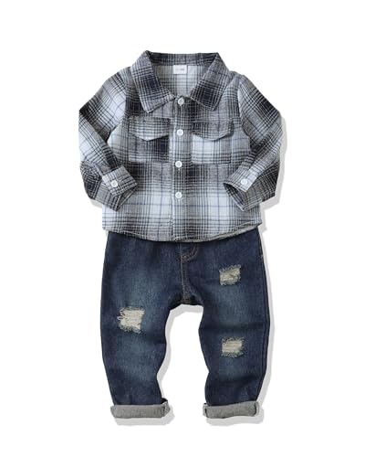 XUANHAO 18-24 Months Boy Clothes: Winter Long Sleeve Button Flannel